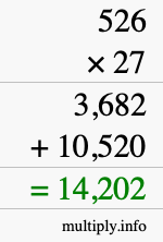 How to calculate 526 times 27 using long multiplication How to calculate 526 times 27 using long multiplication