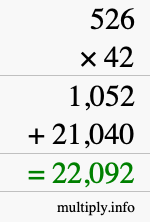 How to calculate 526 times 42 using long multiplication