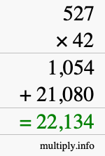 How to calculate 527 times 42 using long multiplication