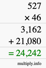 How to calculate 527 times 46 using long multiplication