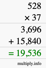 How to calculate 528 times 37 using long multiplication How to calculate 528 times 37 using long multiplication