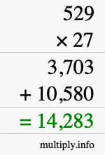 How to calculate 529 times 27 using long multiplication How to calculate 529 times 27 using long multiplication