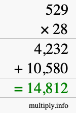 How to calculate 529 times 28 using long multiplication How to calculate 529 times 28 using long multiplication
