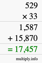 How to calculate 529 times 33 using long multiplication