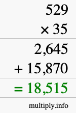 How to calculate 529 times 35 using long multiplication