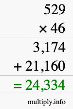 How to calculate 529 times 46 using long multiplication