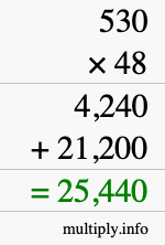 How to calculate 530 times 48 using long multiplication How to calculate 530 times 48 using long multiplication