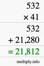 How to calculate 532 times 41 using long multiplication