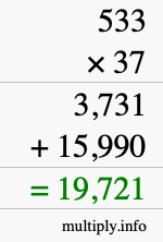How to calculate 533 times 37 using long multiplication How to calculate 533 times 37 using long multiplication