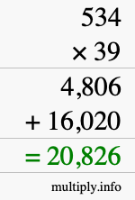 How to calculate 534 times 39 using long multiplication