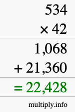 How to calculate 534 times 42 using long multiplication How to calculate 534 times 42 using long multiplication