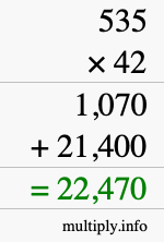 How to calculate 535 times 42 using long multiplication How to calculate 535 times 42 using long multiplication