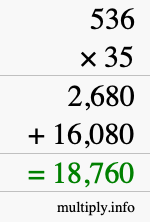 How to calculate 536 times 35 using long multiplication