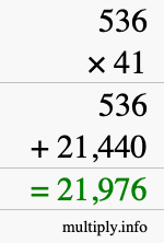How to calculate 536 times 41 using long multiplication