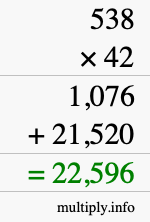 How to calculate 538 times 42 using long multiplication How to calculate 538 times 42 using long multiplication