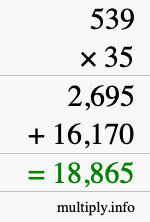 How to calculate 539 times 35 using long multiplication