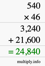 How to calculate 540 times 46 using long multiplication How to calculate 540 times 46 using long multiplication