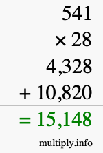 How to calculate 541 times 28 using long multiplication How to calculate 541 times 28 using long multiplication