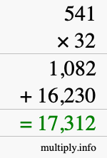 How to calculate 541 times 32 using long multiplication How to calculate 541 times 32 using long multiplication