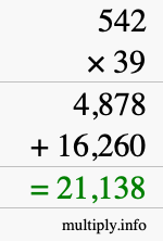 How to calculate 542 times 39 using long multiplication