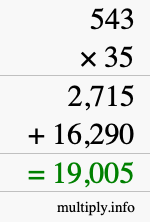 How to calculate 543 times 35 using long multiplication