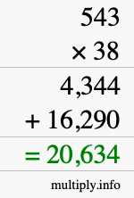 How to calculate 543 times 38 using long multiplication