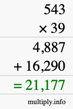 How to calculate 543 times 39 using long multiplication