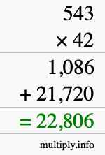 How to calculate 543 times 42 using long multiplication How to calculate 543 times 42 using long multiplication