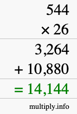 How to calculate 544 times 26 using long multiplication How to calculate 544 times 26 using long multiplication