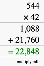 How to calculate 544 times 42 using long multiplication How to calculate 544 times 42 using long multiplication