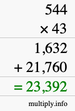 How to calculate 544 times 43 using long multiplication How to calculate 544 times 43 using long multiplication