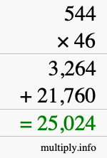 How to calculate 544 times 46 using long multiplication How to calculate 544 times 46 using long multiplication