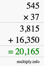 How to calculate 545 times 37 using long multiplication