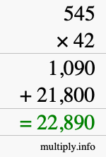 How to calculate 545 times 42 using long multiplication How to calculate 545 times 42 using long multiplication