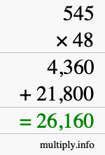 How to calculate 545 times 48 using long multiplication How to calculate 545 times 48 using long multiplication
