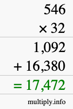 How to calculate 546 times 32 using long multiplication How to calculate 546 times 32 using long multiplication