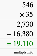 How to calculate 546 times 35 using long multiplication