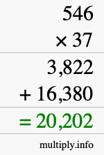 How to calculate 546 times 37 using long multiplication