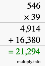 How to calculate 546 times 39 using long multiplication