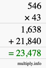 How to calculate 546 times 43 using long multiplication How to calculate 546 times 43 using long multiplication