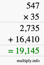 How to calculate 547 times 35 using long multiplication