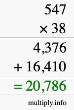 How to calculate 547 times 38 using long multiplication