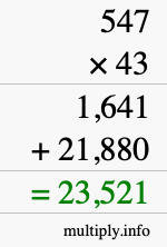 How to calculate 547 times 43 using long multiplication How to calculate 547 times 43 using long multiplication