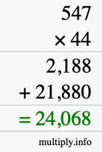 How to calculate 547 times 44 using long multiplication