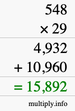 How to calculate 548 times 29 using long multiplication