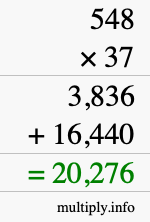 How to calculate 548 times 37 using long multiplication