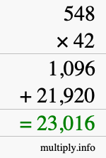 How to calculate 548 times 42 using long multiplication How to calculate 548 times 42 using long multiplication