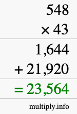 How to calculate 548 times 43 using long multiplication How to calculate 548 times 43 using long multiplication