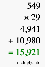 How to calculate 549 times 29 using long multiplication