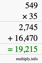 How to calculate 549 times 35 using long multiplication